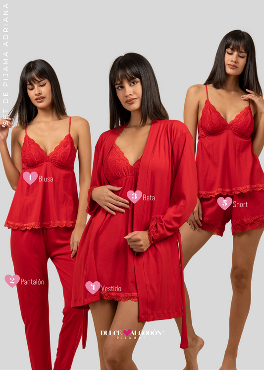 PACK ADRIANA ROJO ALGODÓN