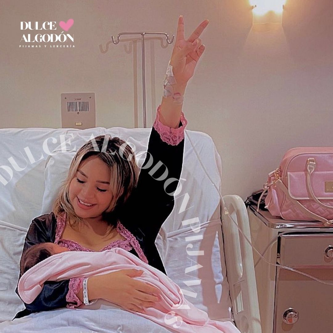 SET TALIA PREMAMÁ SATÍN CON ENCAJES