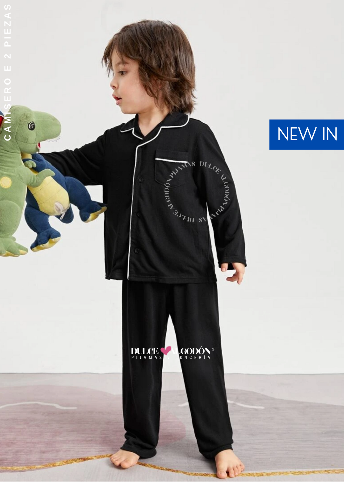 SET CAMISERO MARCELO NEGRO NIÑO ALGODÓN
