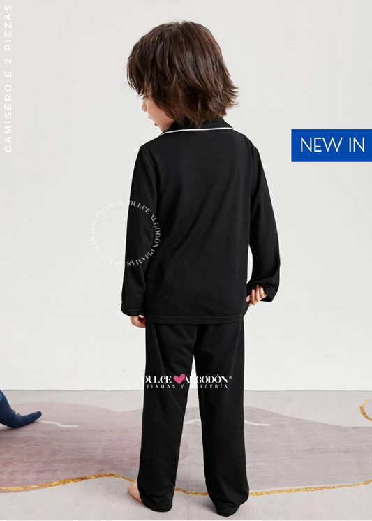 SET CAMISERO MARCELO NEGRO NIÑO ALGODÓN