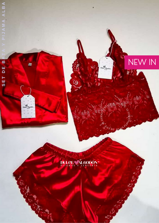PACK ALBA ROJO SATÍN 4 PIEZAS