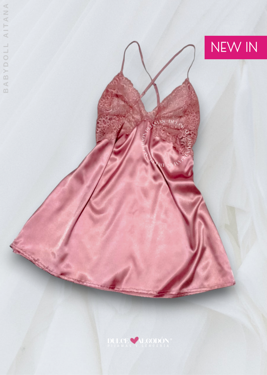 VESTIDO AITANA SATÍN PALO ROSA