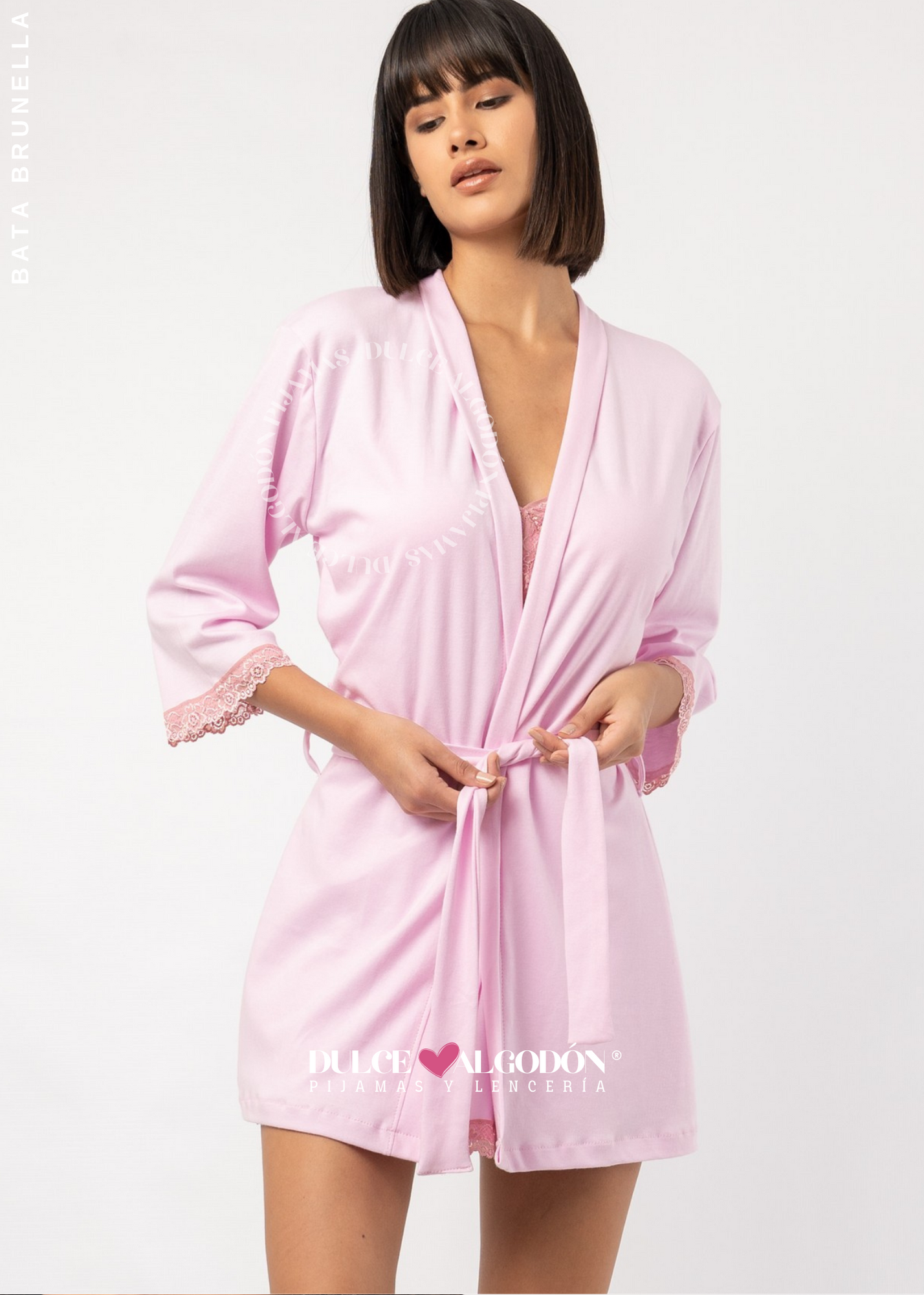 BATA BRUNELLA 3/4 ALGODÓN PIMA ROSADO