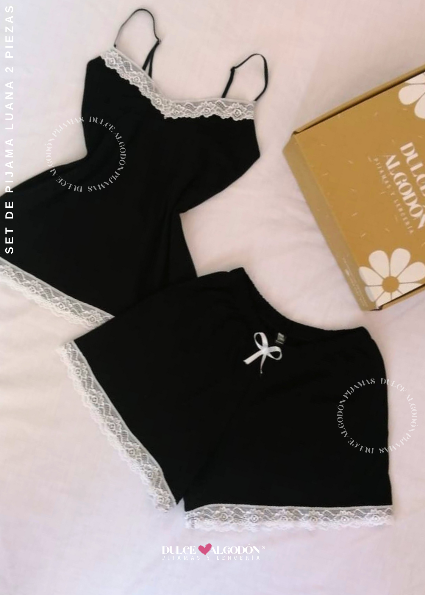SET LUANA NEGRO Y BLANCO ALGODÓN