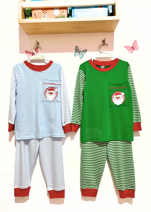 SET NAVIDEÑO LARGO ALGODÓN PIMA VERDE UNISEX