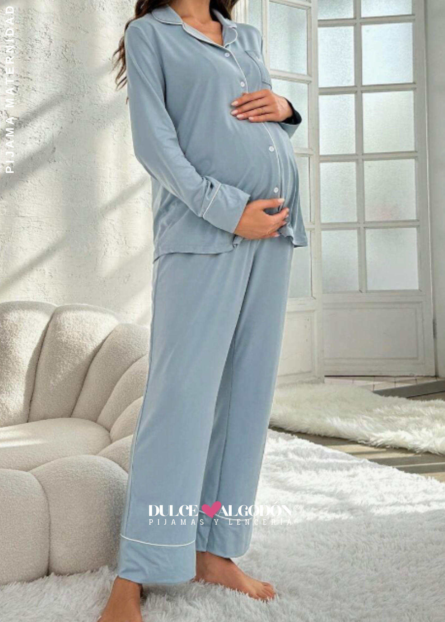 SET ZARELA PREMAMÁ ALGODÓN PIMA CON RIBETES BORDADO MAMÁ