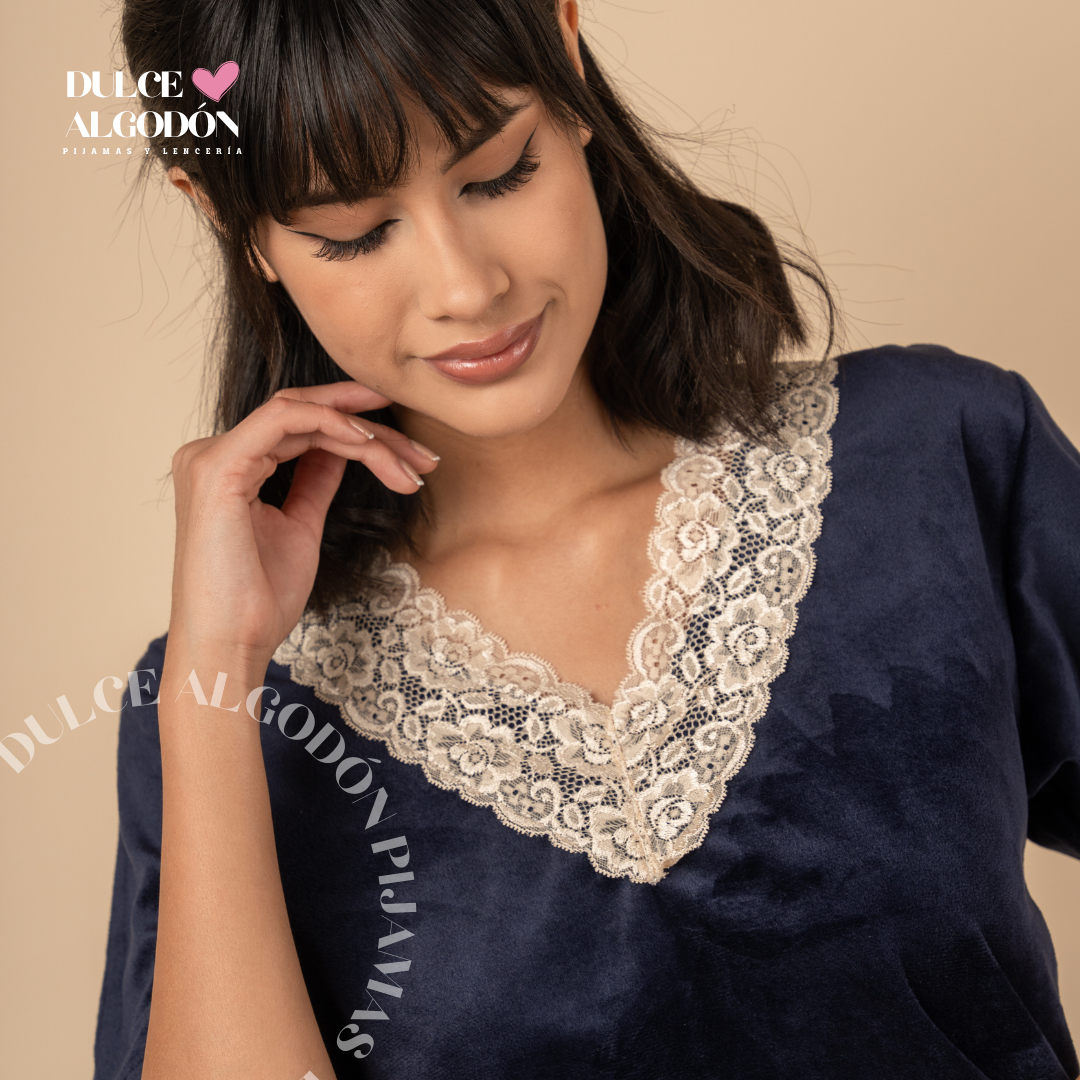 SET DOMÉNICA AZUL NOCHE Y CREMA