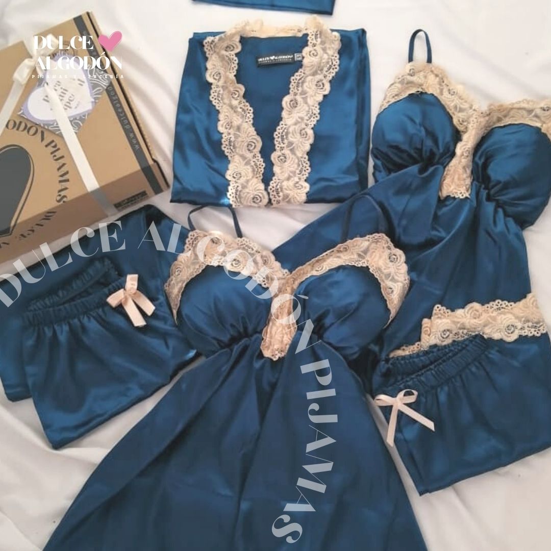 PACK ANTONIA SATÍN - COBALTO Y CREMA