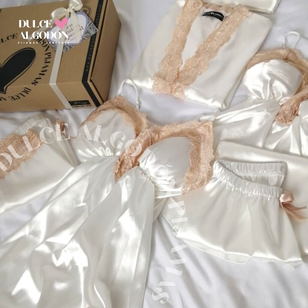 PACK ANTONIA SATÍN - PERLA Y CREMA