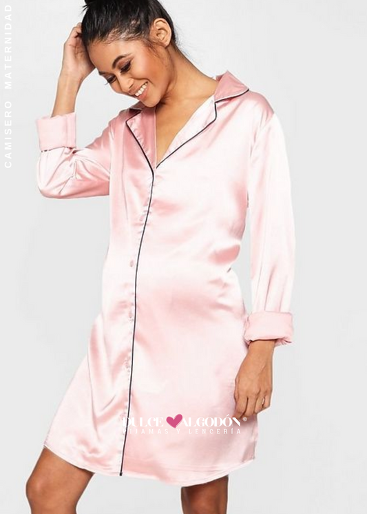 CAMISERO ANIA PREMAMÁ SATÍN CON RIBETES