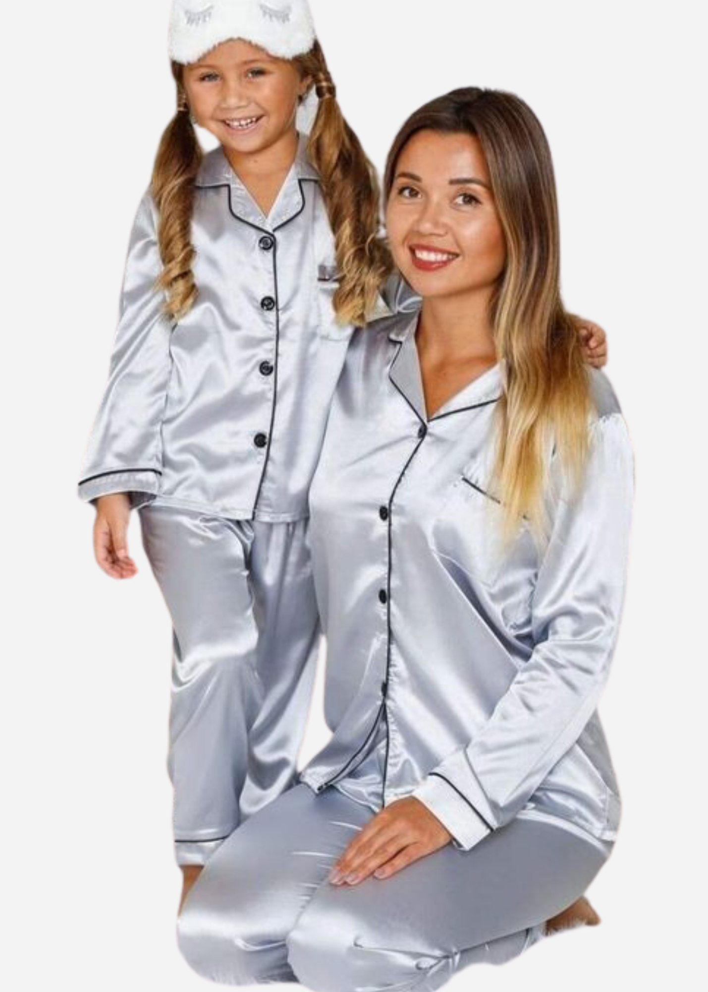 PACK CAMISERO MAMÁ E HIJA SATÍN PLATA