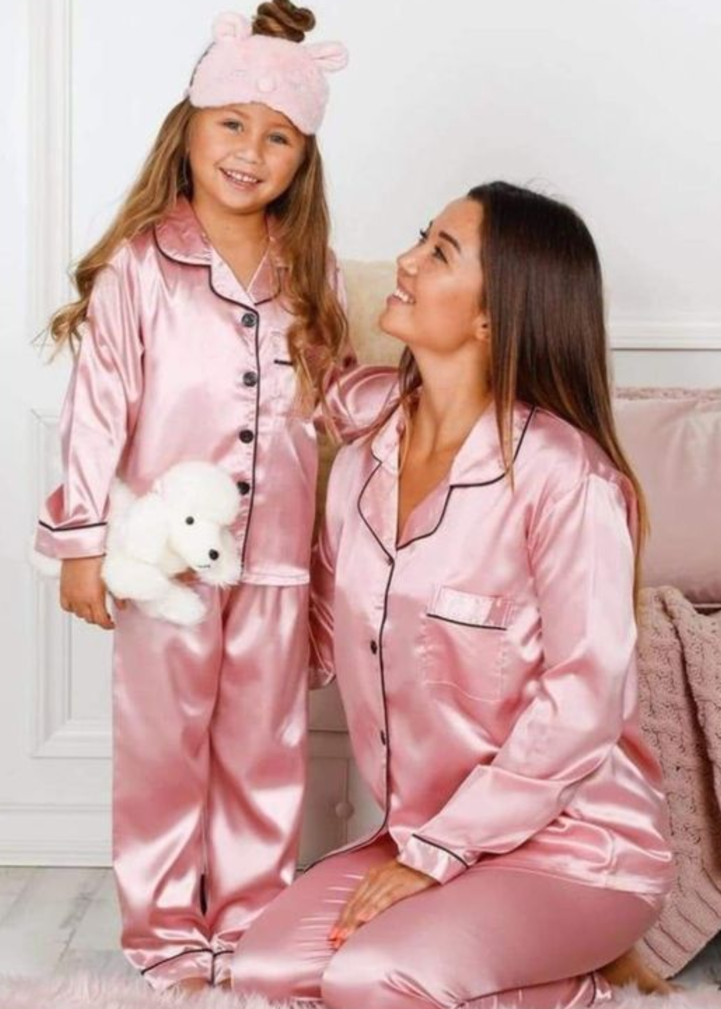 PACK CAMISERO MAMÁ E HIJA SATÍN ROSA