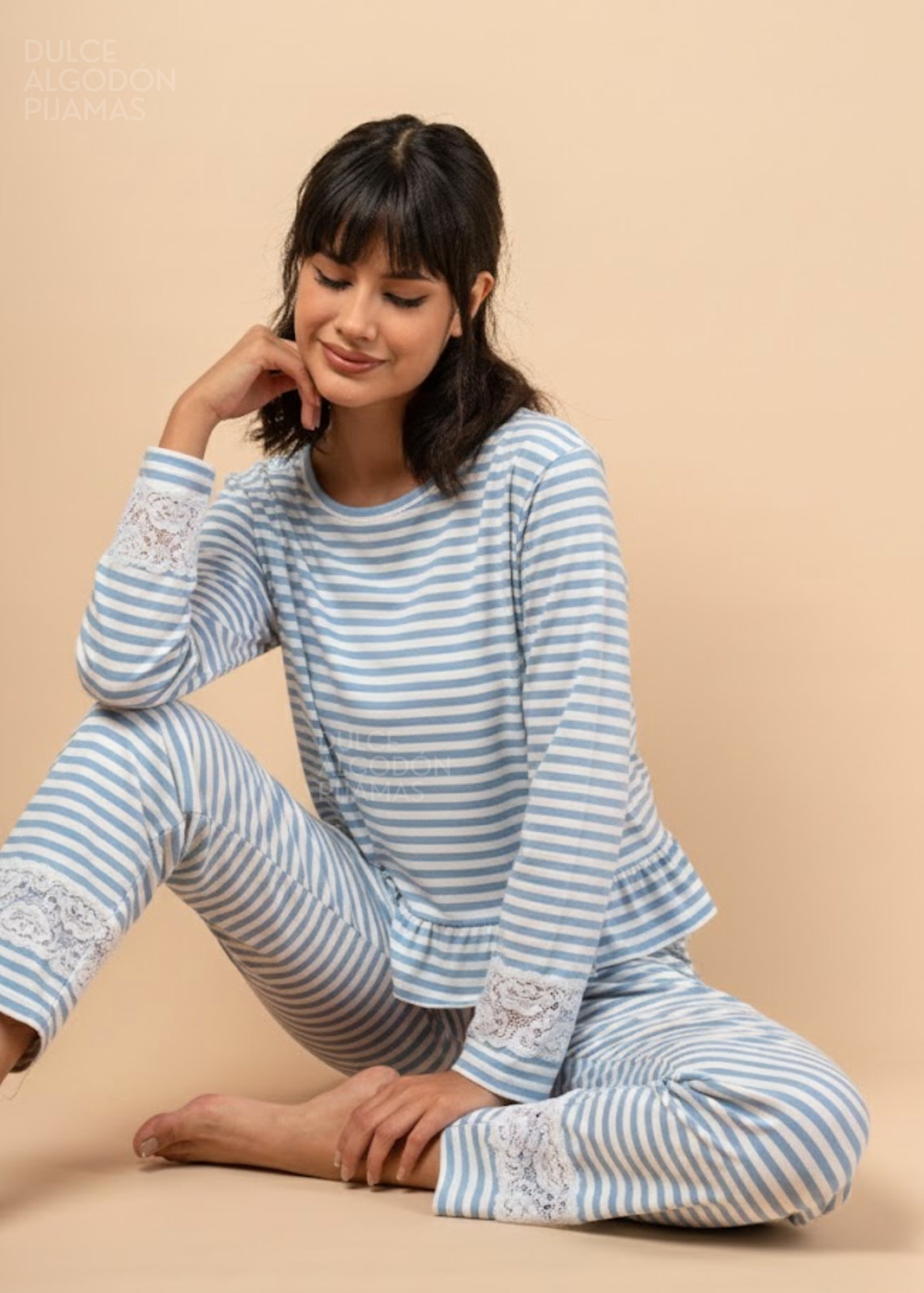 SET FRANCESCA RAYAS CELESTES ALGODON PIMA