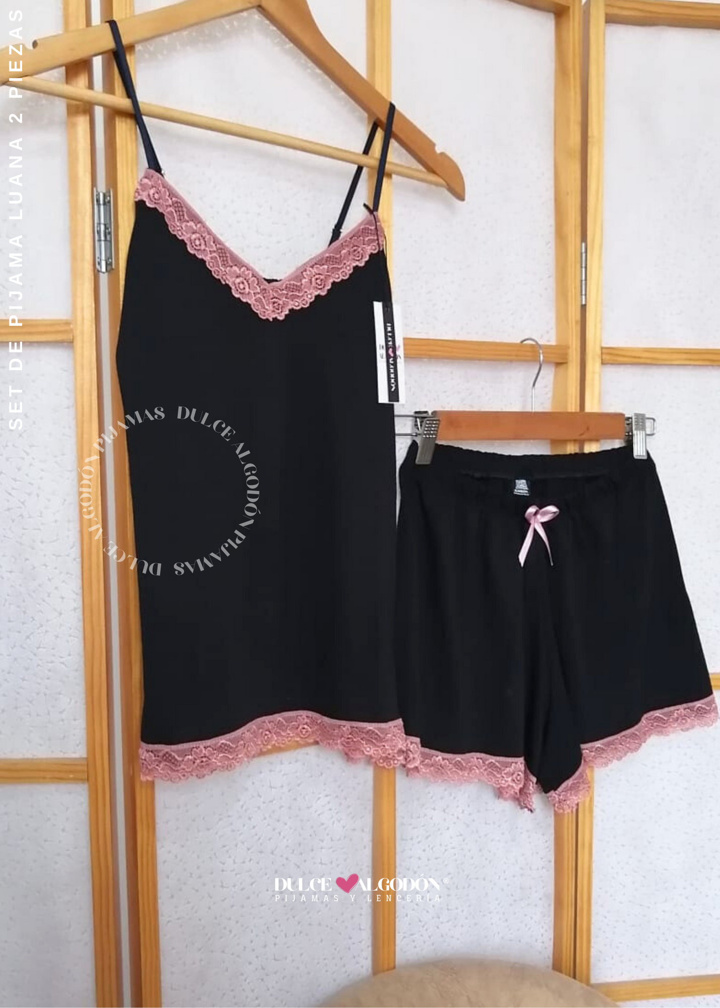 SET LUANA AZUL NOCHE Y PALO ROSA – DULCE ALGODÓN PIJAMAS