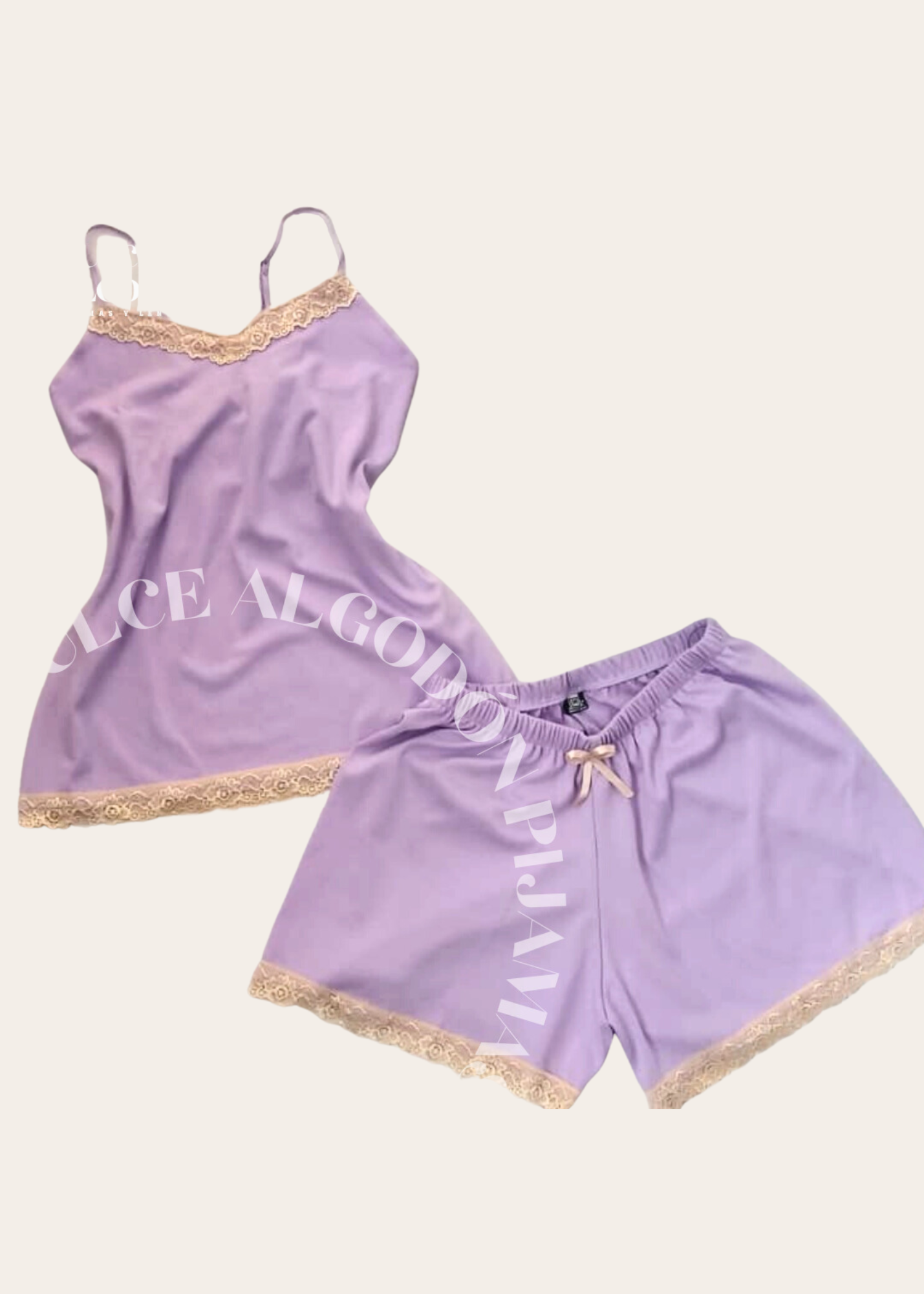 SET LUANA LILA Y CREMA