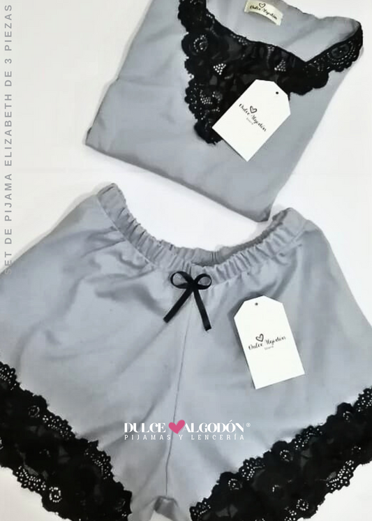 SET MAGNOLIA 2 SHORT CERÚLEO Y NEGRO