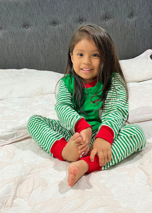 SET NAVIDEÑO LARGO ALGODÓN PIMA VERDE UNISEX