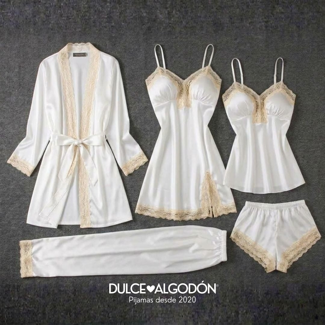 PACK ANTONIA SATÍN - BLANCO Y CREMA