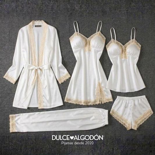 PACK ANTONIA SATÍN - BLANCO Y CREMA