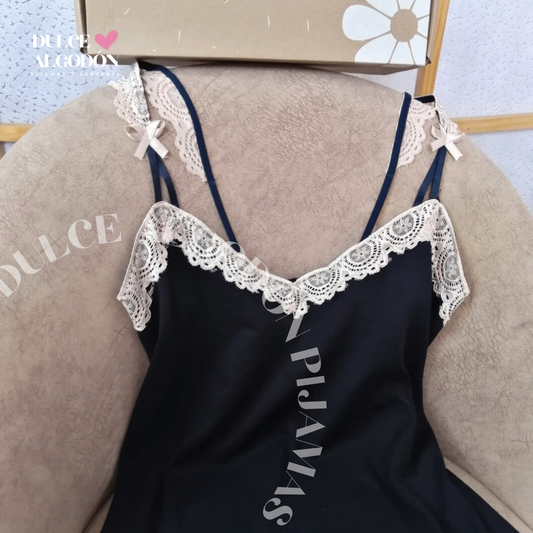 VESTIDO ISABELA AZUL NOCHE ALGODÓN