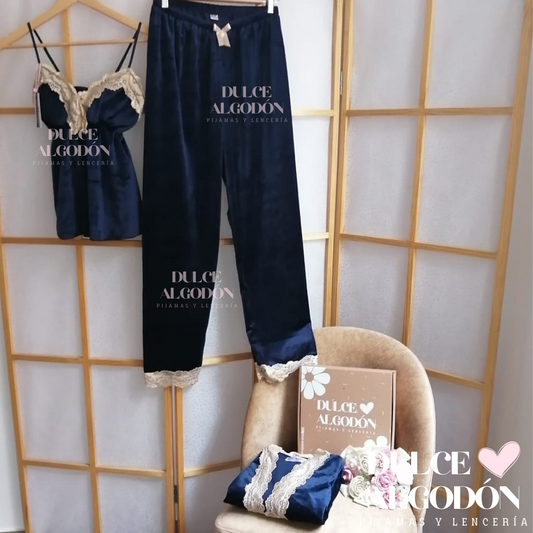 SET OLIVIA AZUL NOCHE Y CREMA